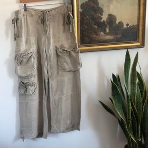 Vintage Linen & Silk Ralph Lauren Wide Leg Cargos